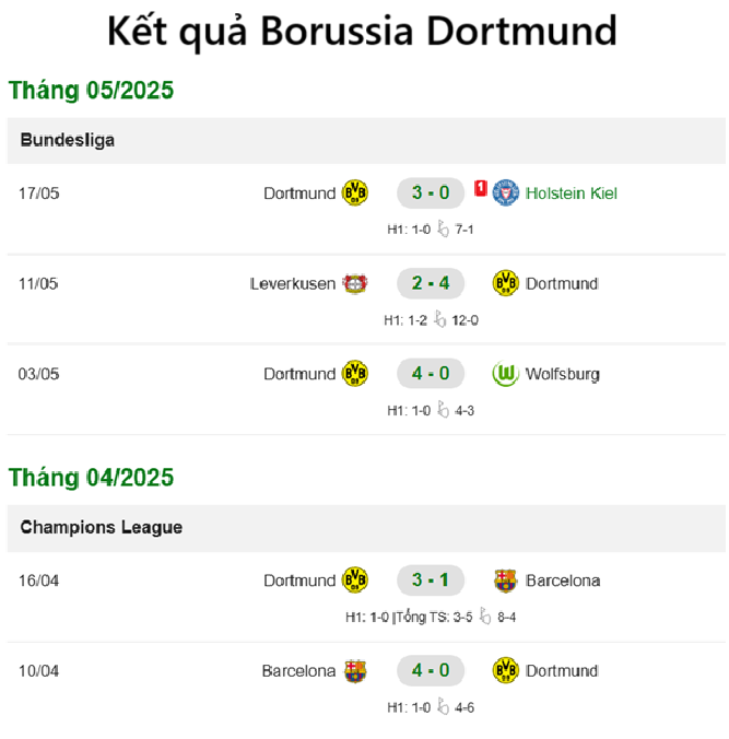 Thành tích Dortmund